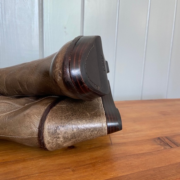 FRYE Paige Wedge Tall Leather Riding Boots EUC - Picture 14 of 15